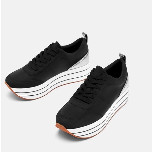 zara black platform shoes